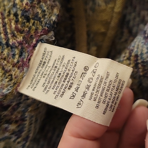 FREE PEOPLE AFTER THE STORM LONG HOODED JACQUARD SWEATER - Picture 8 of 8